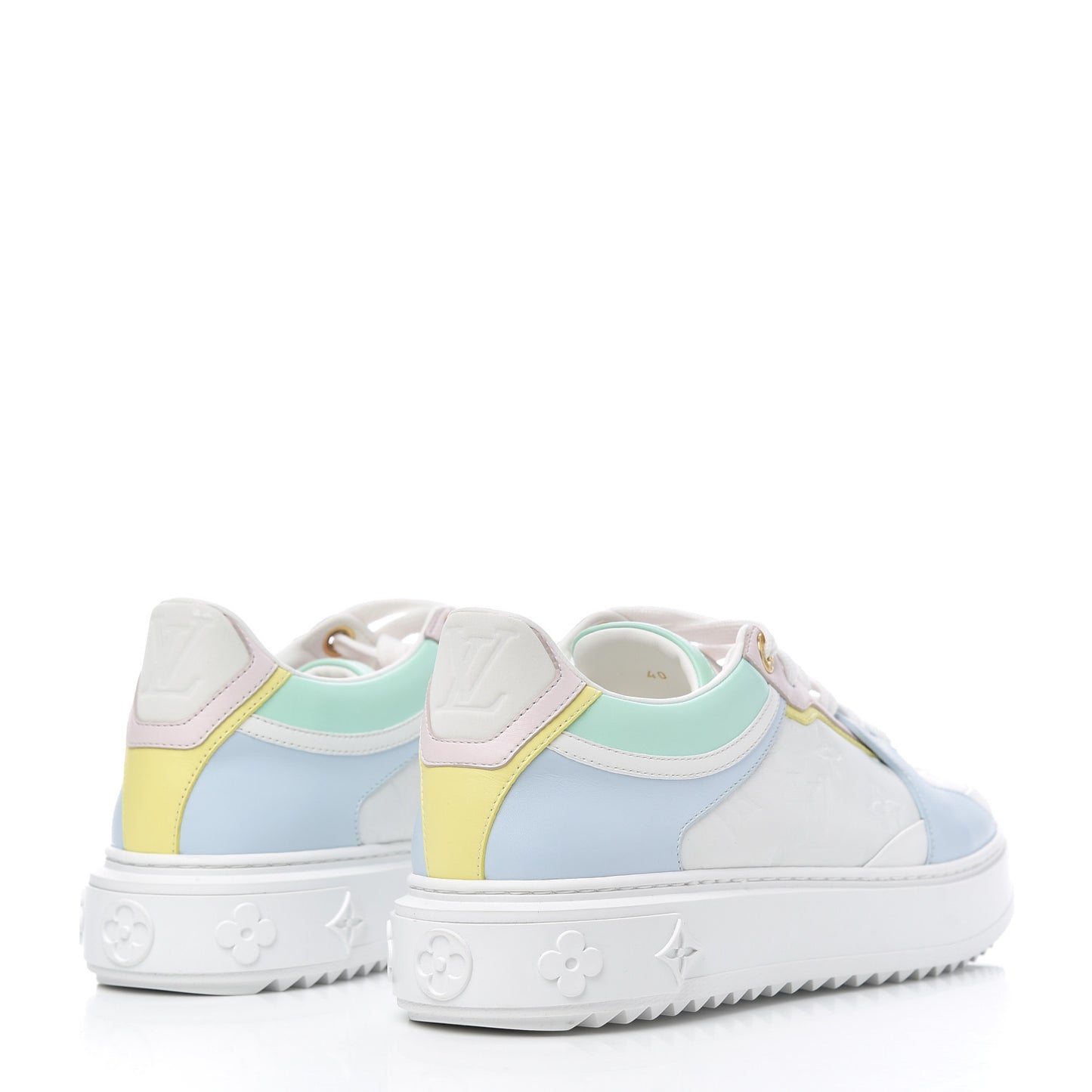 Monogram Embossed Lambskin Time Out Sneakers 40 Light Blue Pastel
