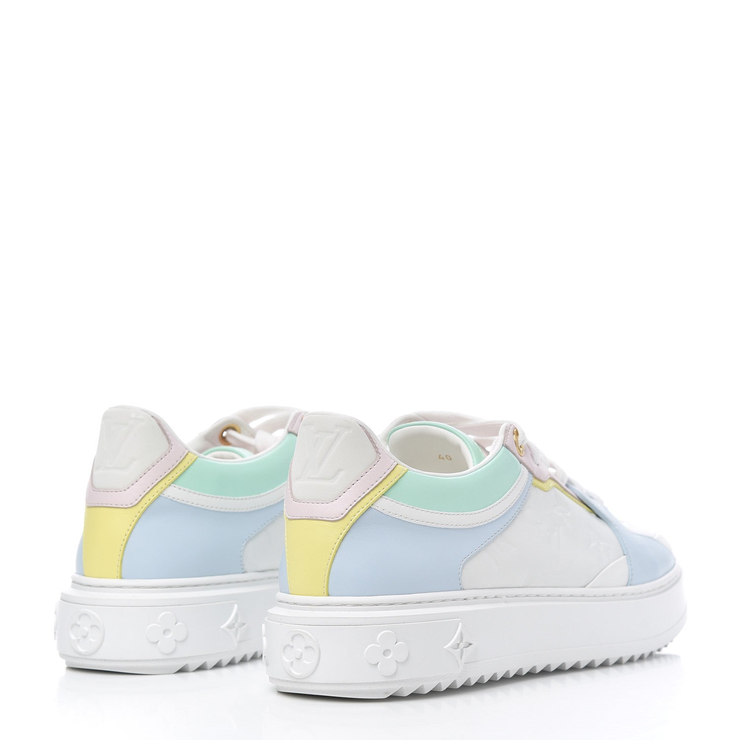 Louis Vuitton Monogram Embossed Lambskin Time Out Sneakers 40 Light Blue Pastel 4 of 9