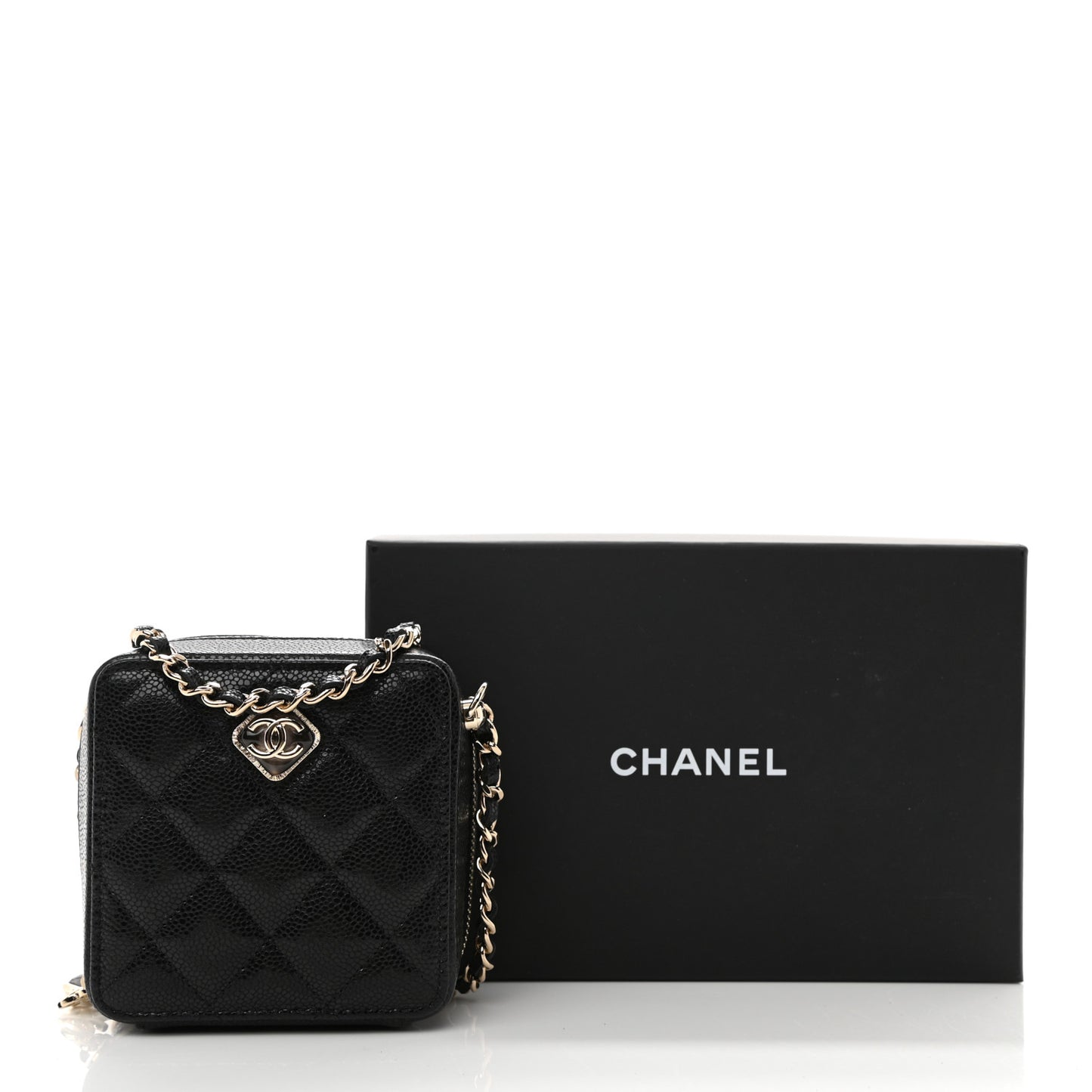 Caviar Quilted Clutch With Chain Black