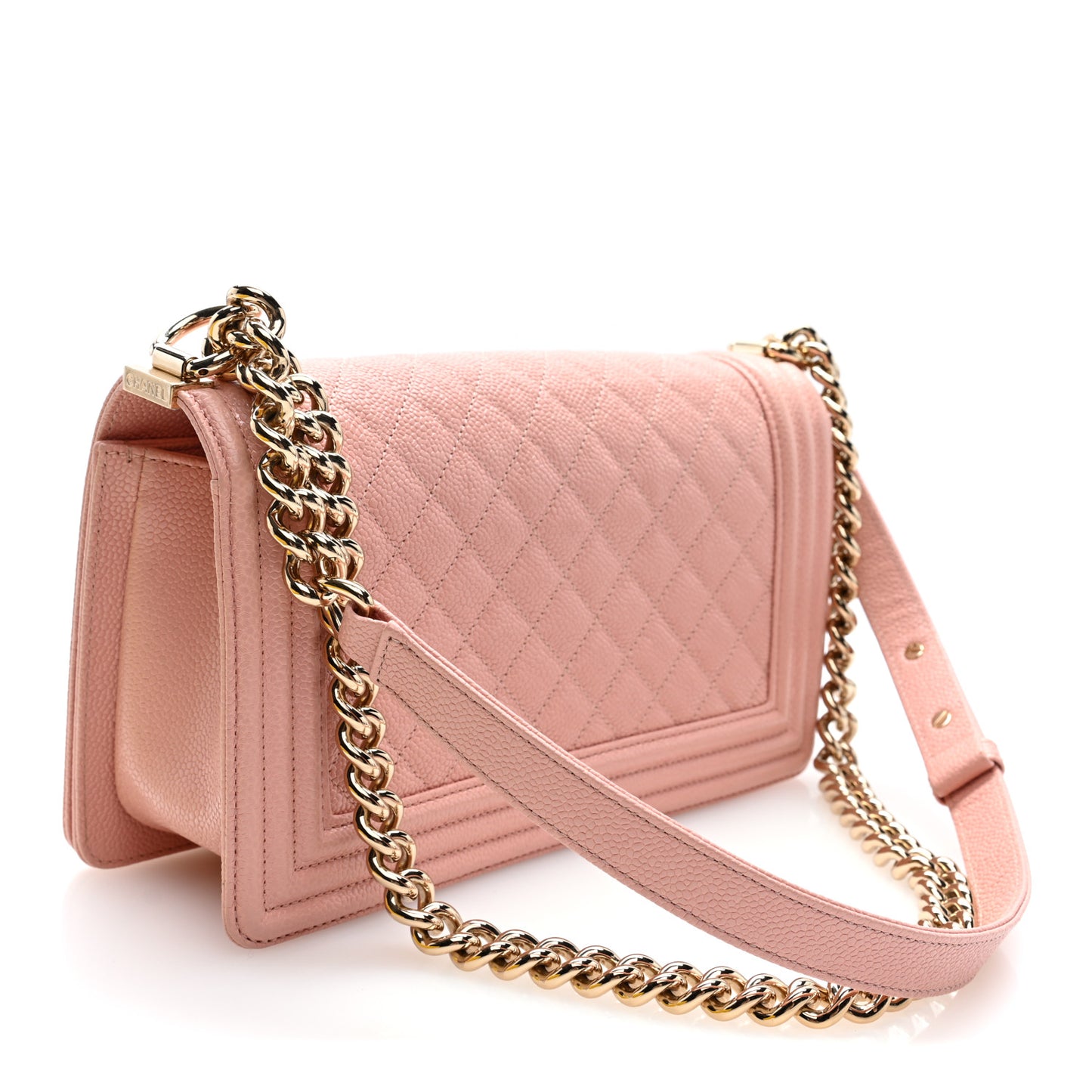 Caviar Quilted Medium Boy Flap Light Pink