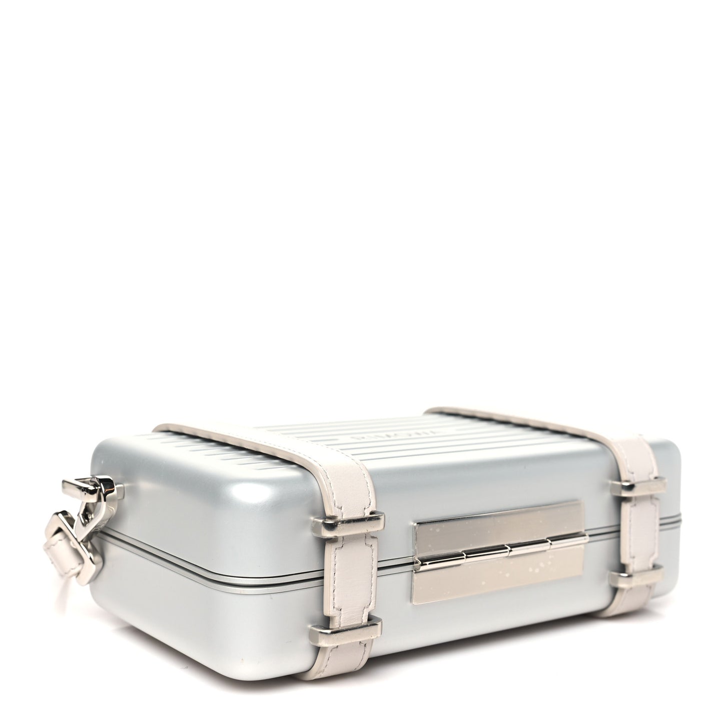 X RIMOWA Aluminum Personal Clutch On Strap Silver