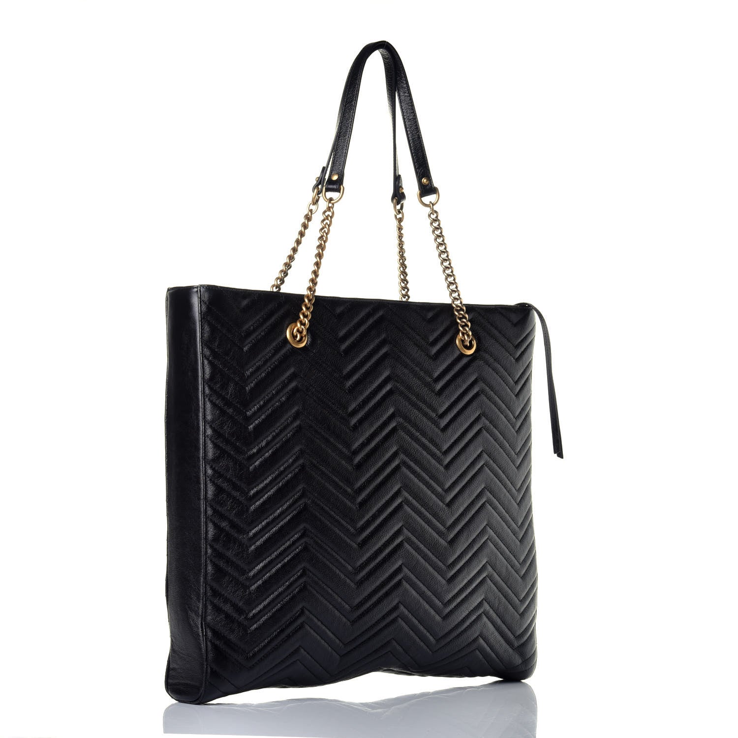 Gucci Azalea Calfskin Matelasse Large GG Marmont Slim Tote Black 3 of 9