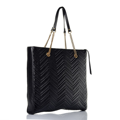 Gucci Azalea Calfskin Matelasse Large GG Marmont Slim Tote Black 3 of 9