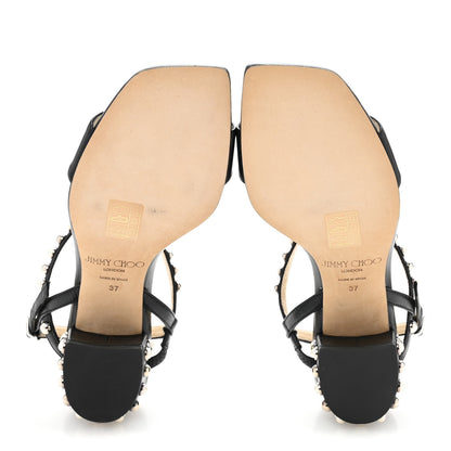 Jimmy Choo Nappa Dome Studs Aadra 45 Sandals 37 Black 6 of 9