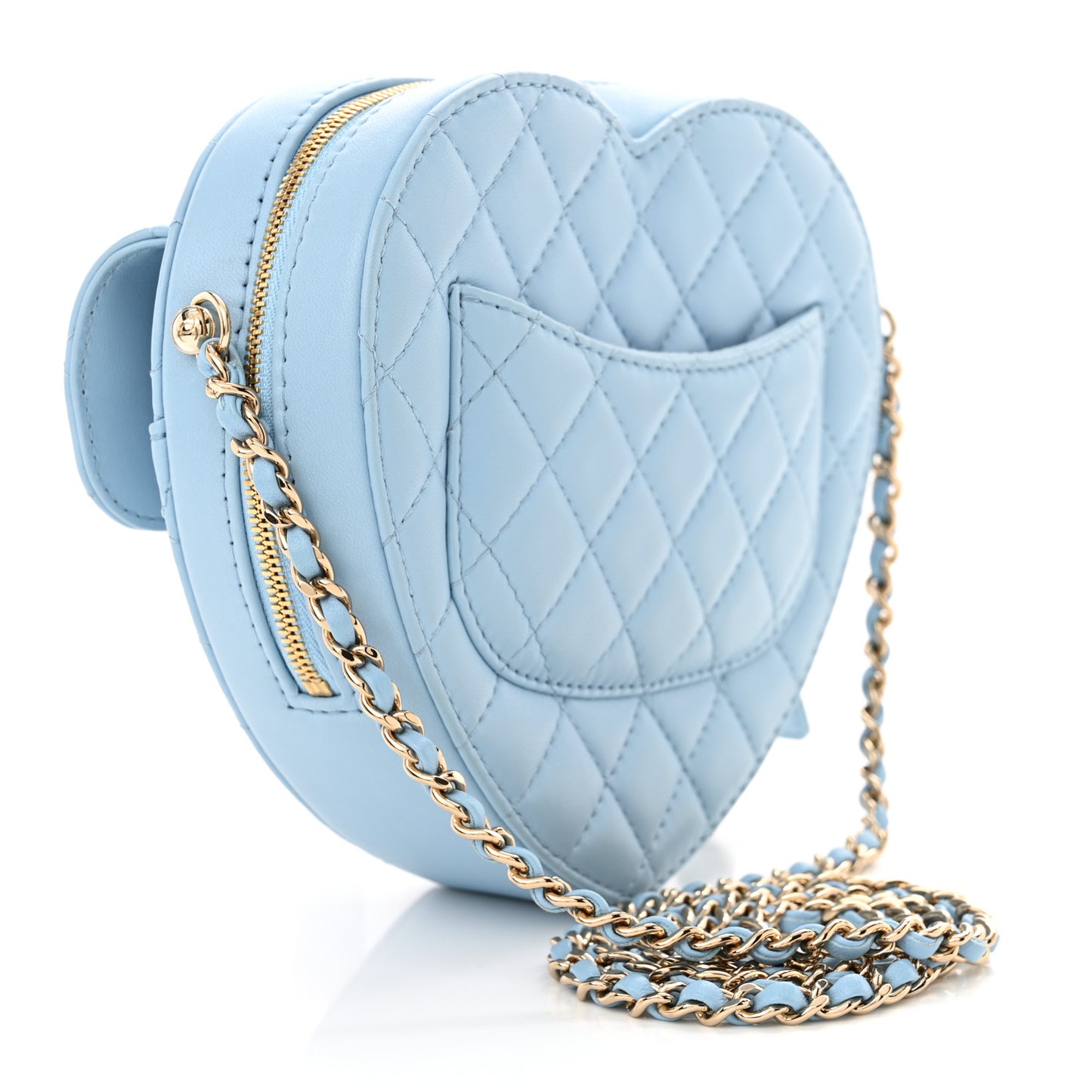 Lambskin Quilted CC In Love Heart Bag Light Blue