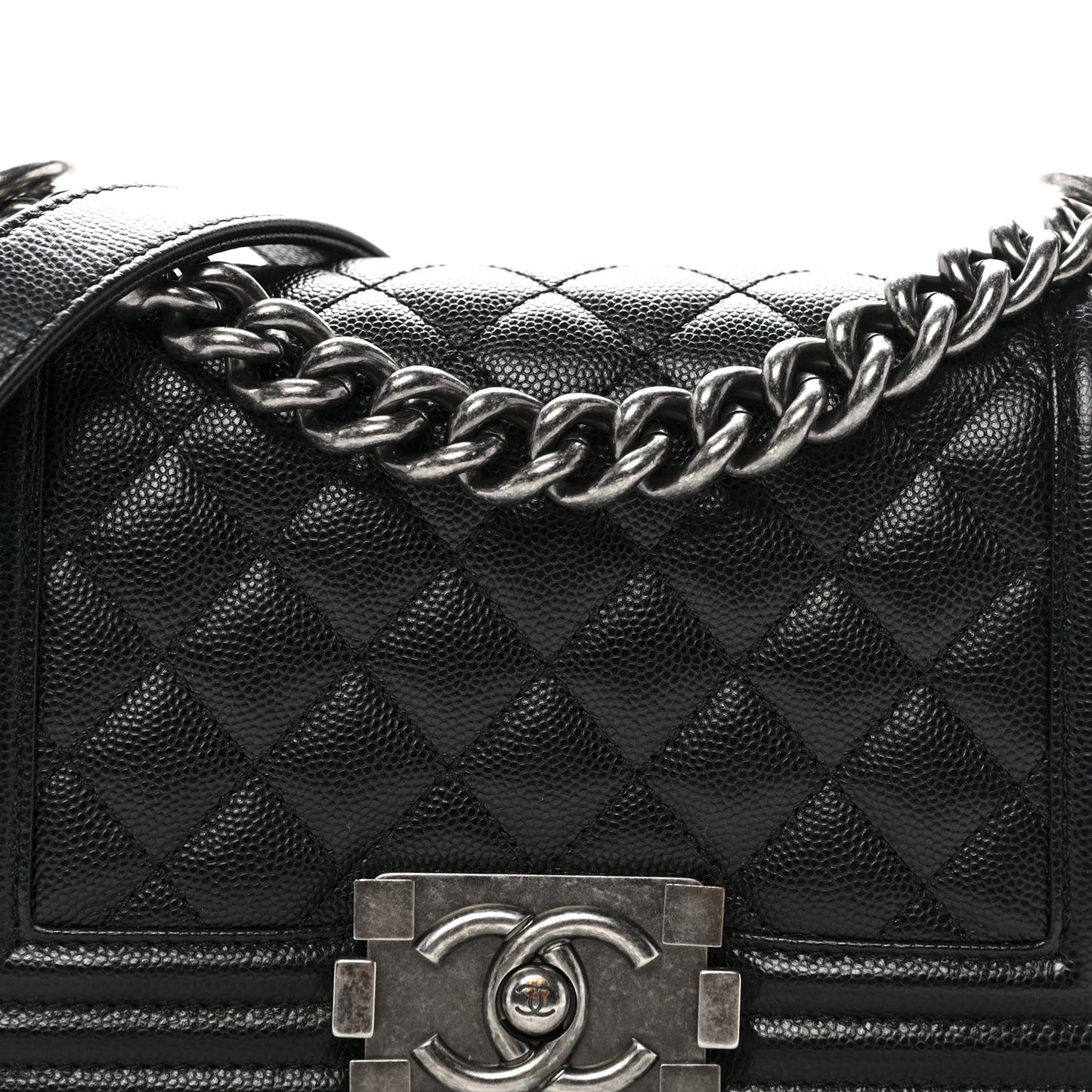Caviar Quilted Small Boy Flap Black