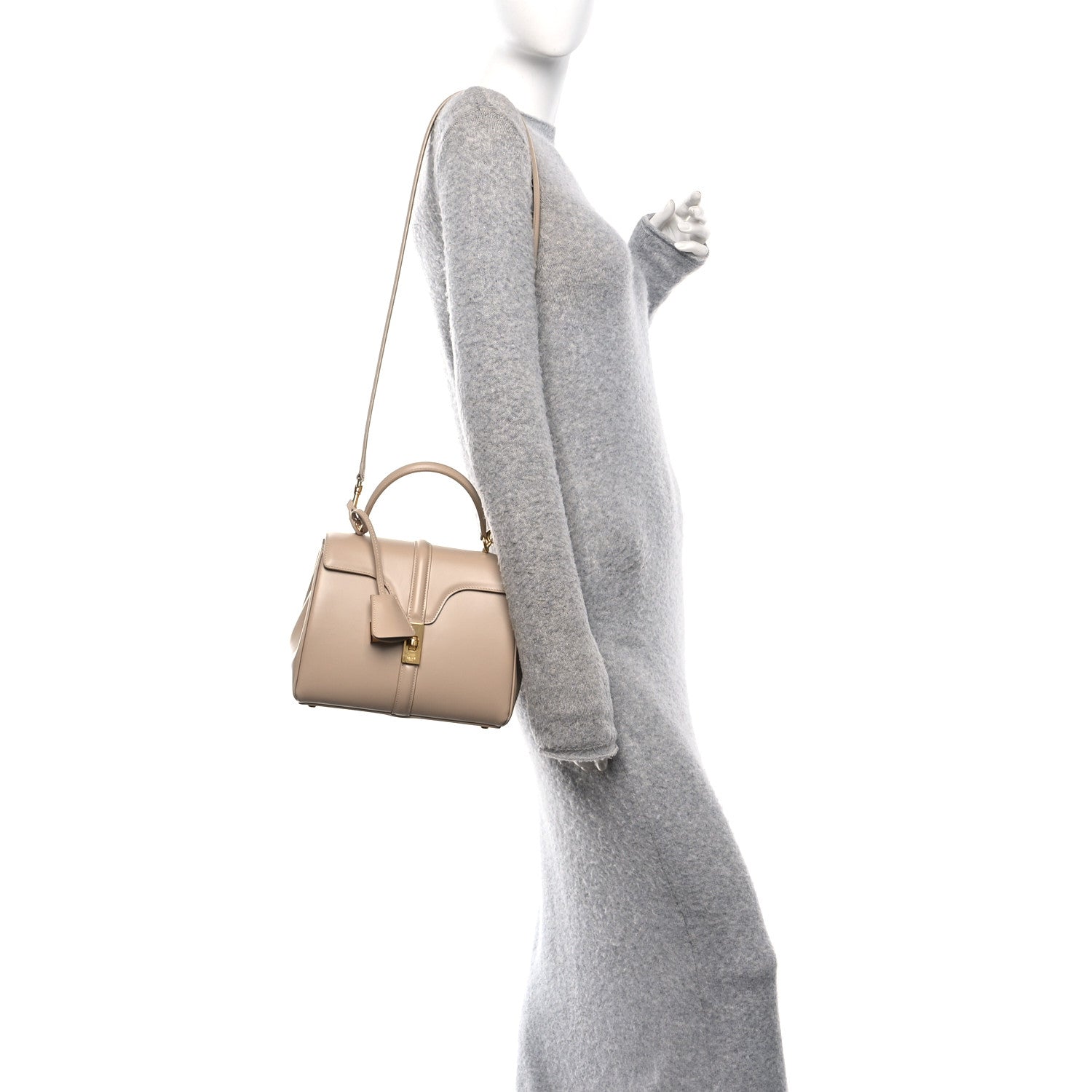 Celine Satinated Calfskin Small 16 Top Handle Bag Nude 2 of 14