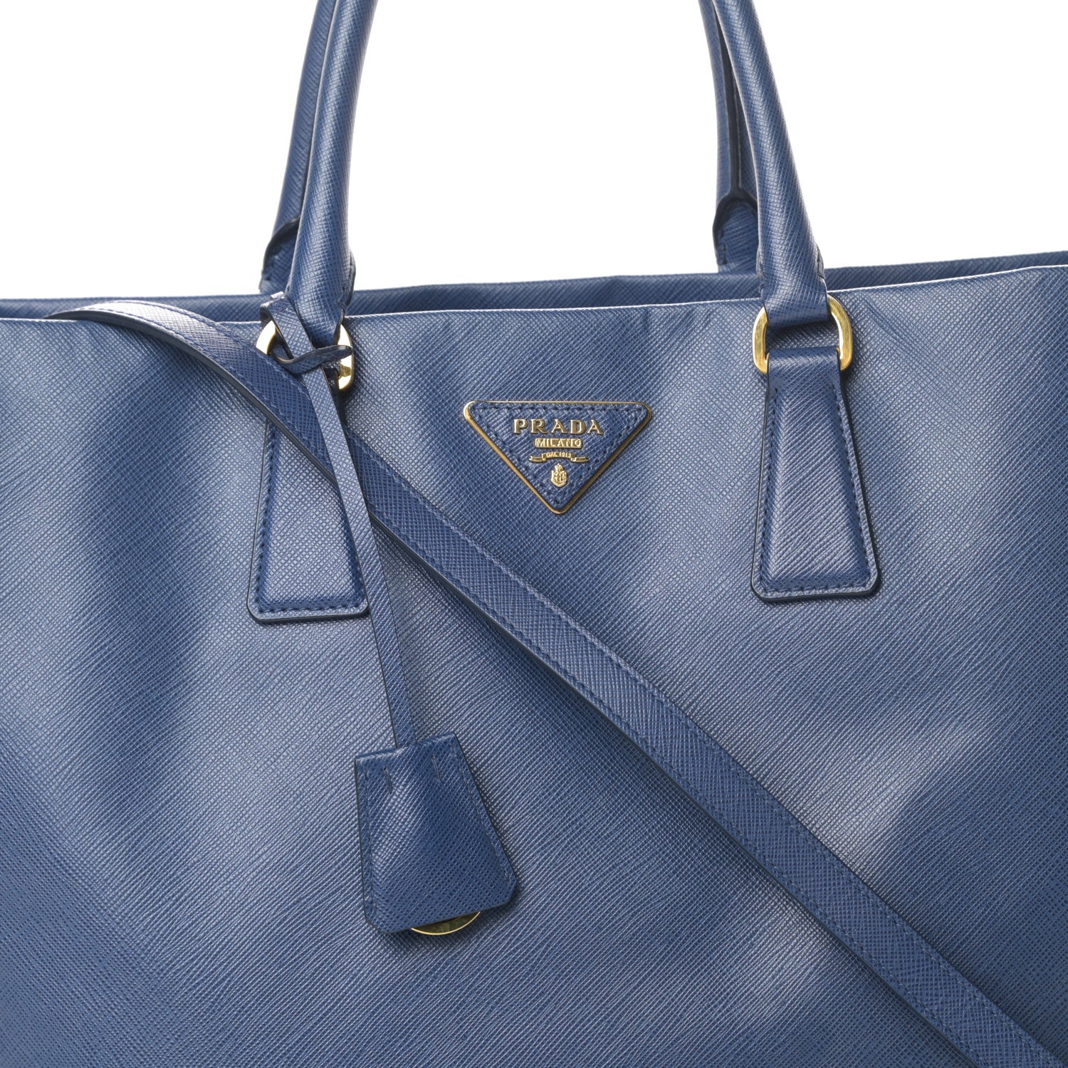 Prada Saffiano Lux Double Handle Shopping Tote Bluette 9 of 12