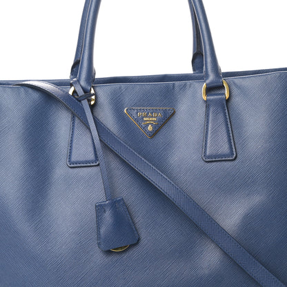 Prada Saffiano Lux Double Handle Shopping Tote Bluette 9 of 12