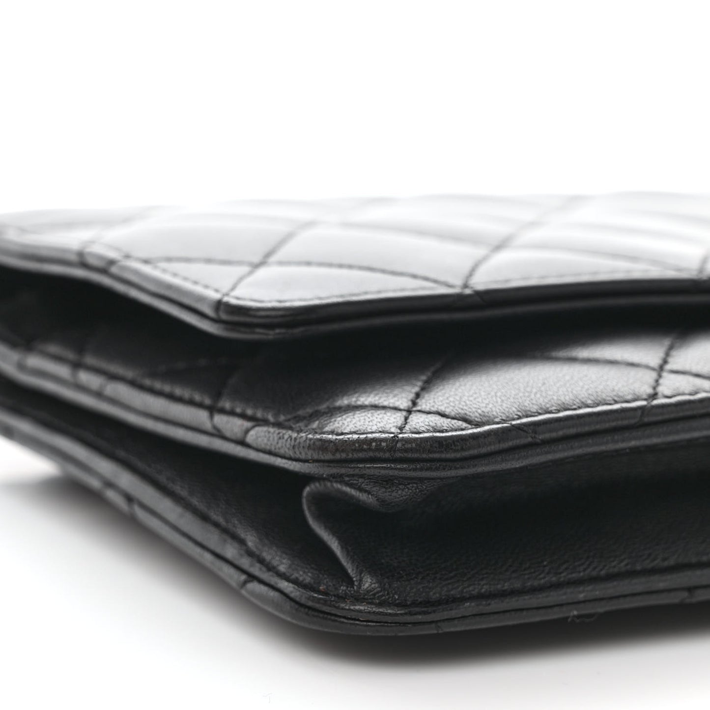 Lambskin Quilted Wallet On Chain WOC Black