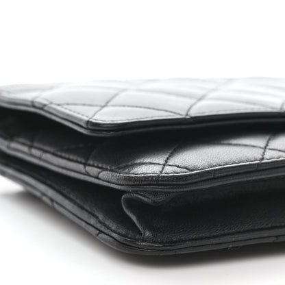 Chanel Lambskin Quilted Wallet On Chain WOC Black 10 of 12