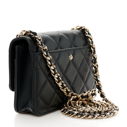 Chanel Lambskin Plexi Quilted Wallet On Chain WOC Black 3 of 12