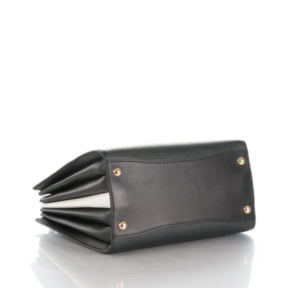 Prada Saffiano City Calfskin Medium Bibliothèque Top Handle Nero Black Bianco 4 of 8