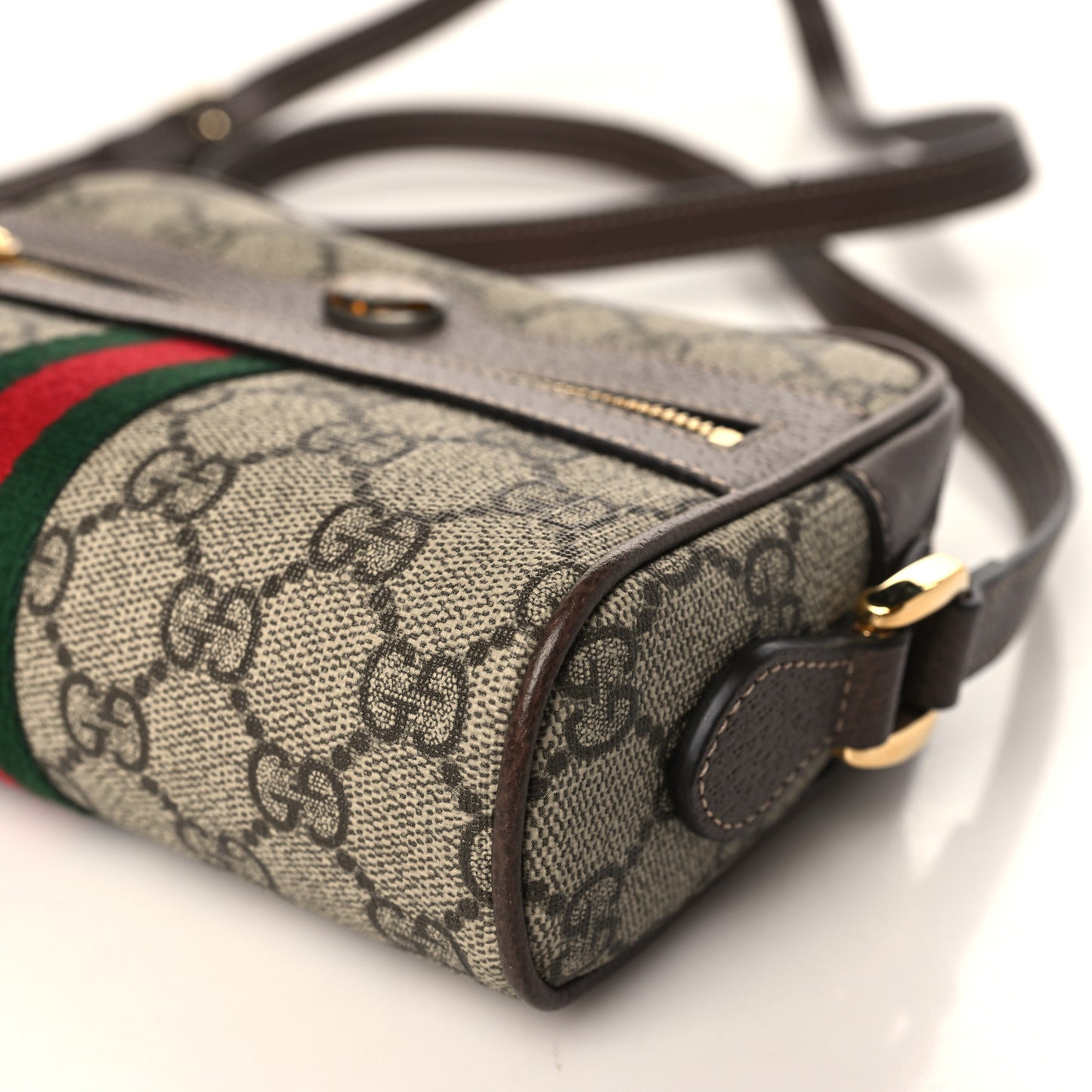 GG Supreme Monogram Web Mini Ophidia Shoulder Bag Brown