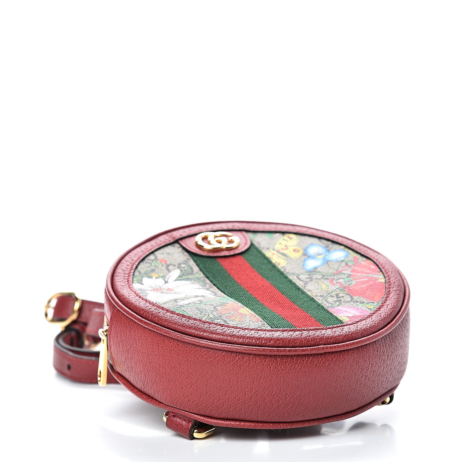 Gucci GG Supreme Monogram Web Flora Mini Ophidia Round Backpack Red 3 of 11