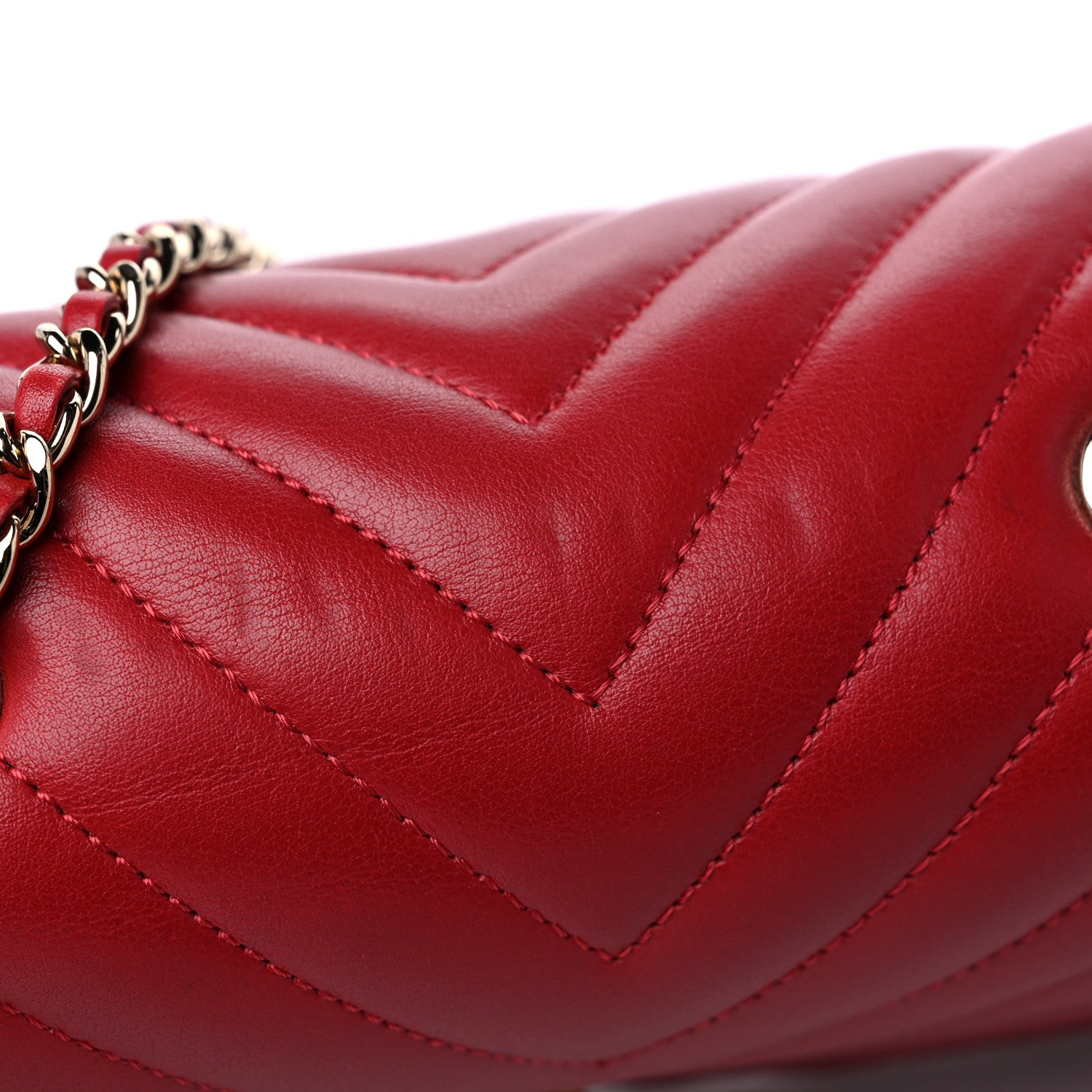 Chanel Calfskin Chevron Quilted Mini Statement Flap Red 12 of 12