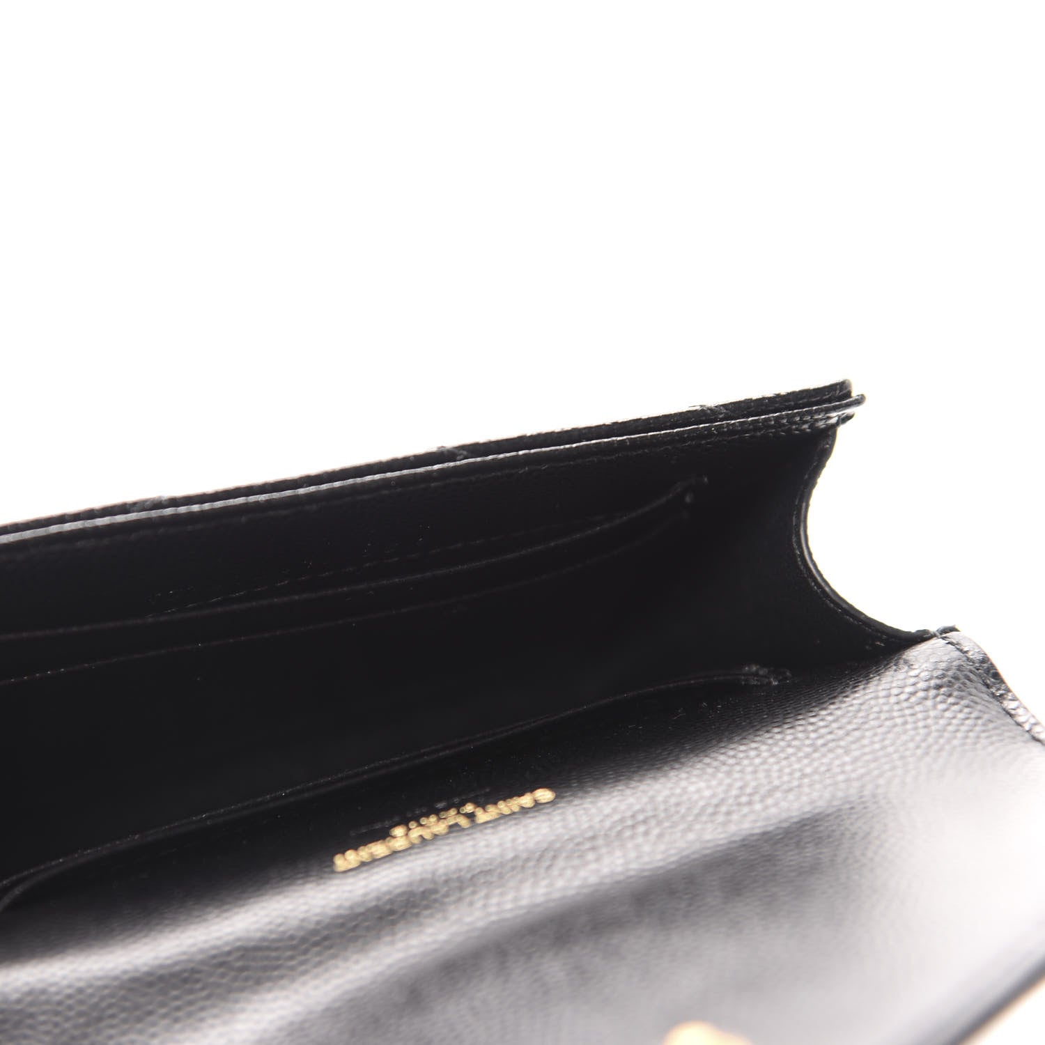 Saint Laurent Grain De Poudre Matelasse Chevron Small Monogram Envelope Wallet Black 5 of 8