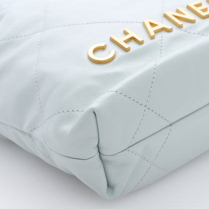 Chanel Shiny Calfskin Quilted Mini Chanel 22 Light Blue 9 of 9