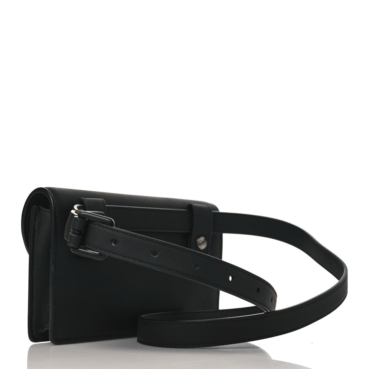 Christian Dior Ultra Matte Calfskin Saddle Belt Clutch Black 3 of 10
