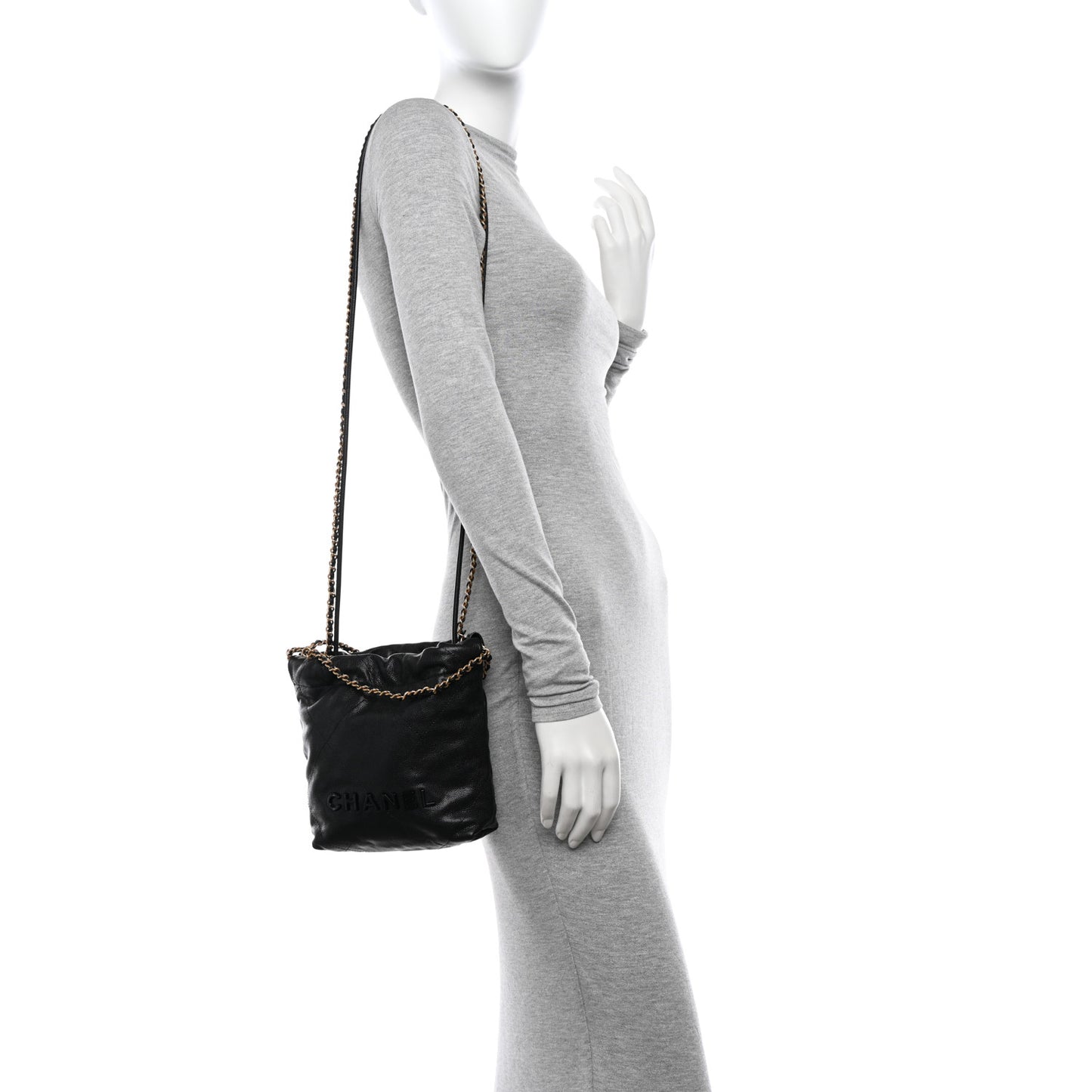 Shiny Caviar Quilted Monochrome Mini Chanel 22 Black