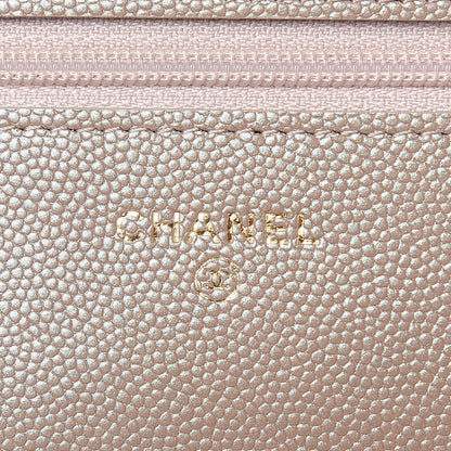 Chanel Iridescent Caviar Quilted Wallet On Chain WOC Beige 7 of 12