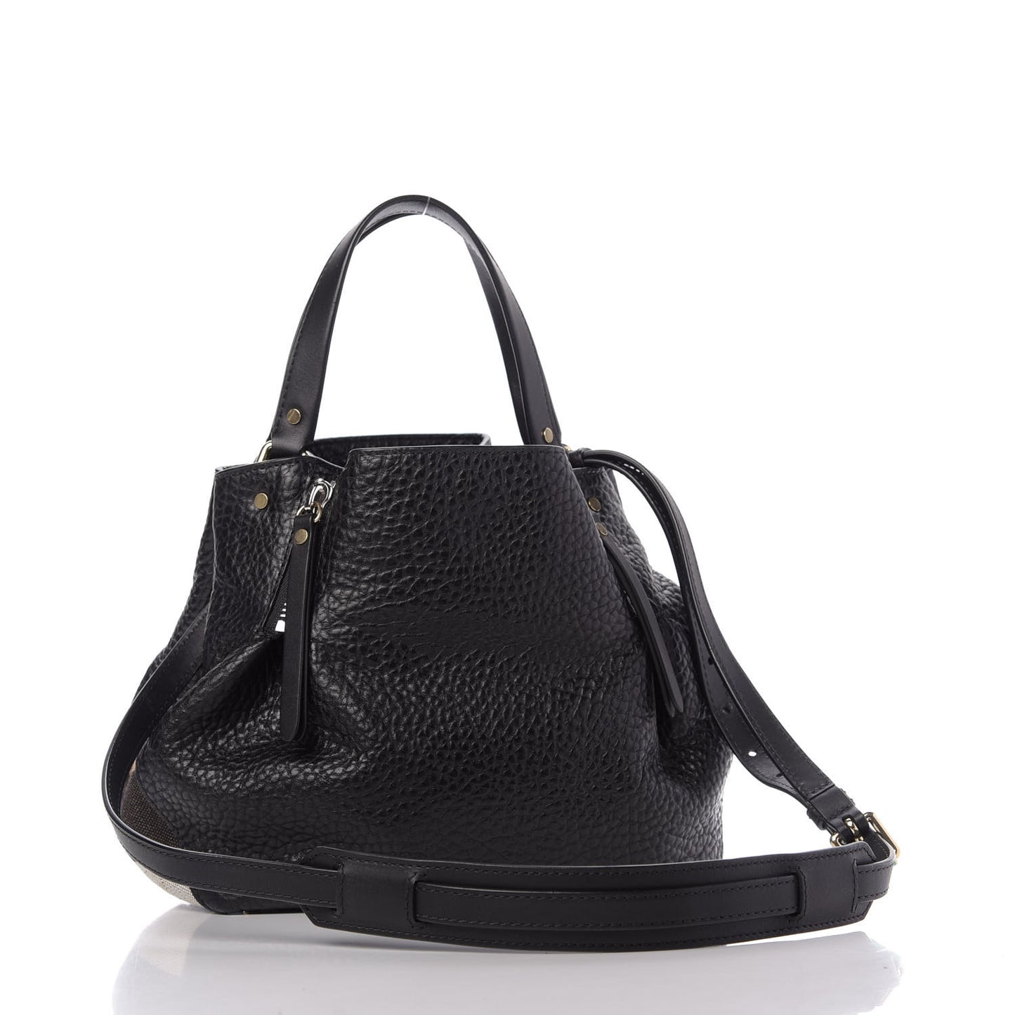 Grainy Calfskin House Check Small Maidstone Black