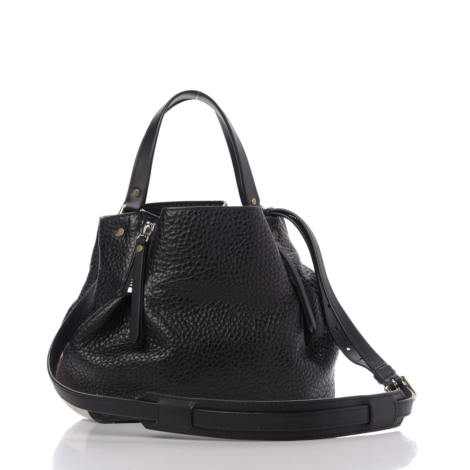 Burberry Grainy Calfskin House Check Small Maidstone Black 3 of 9