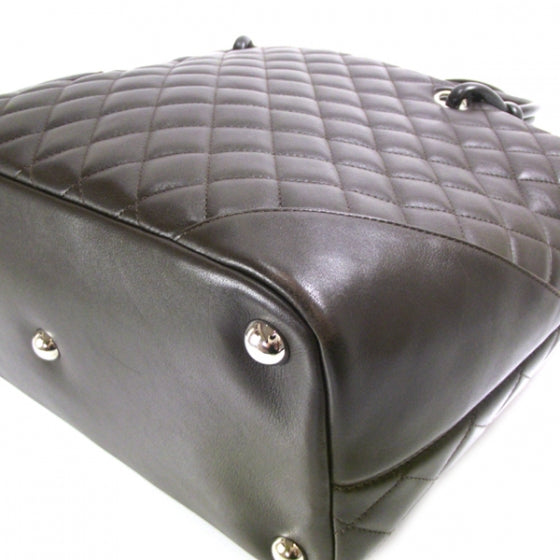 Calfskin Quilted Large Cambon Tote Brown