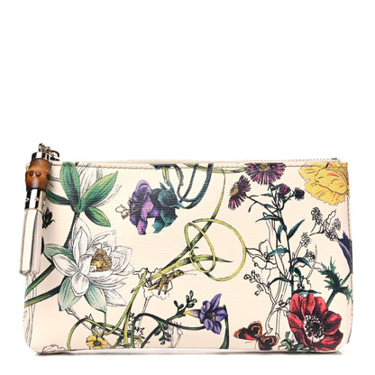 Gucci Calfskin Flora Infinity Small Zip Pouch White 1 of 4