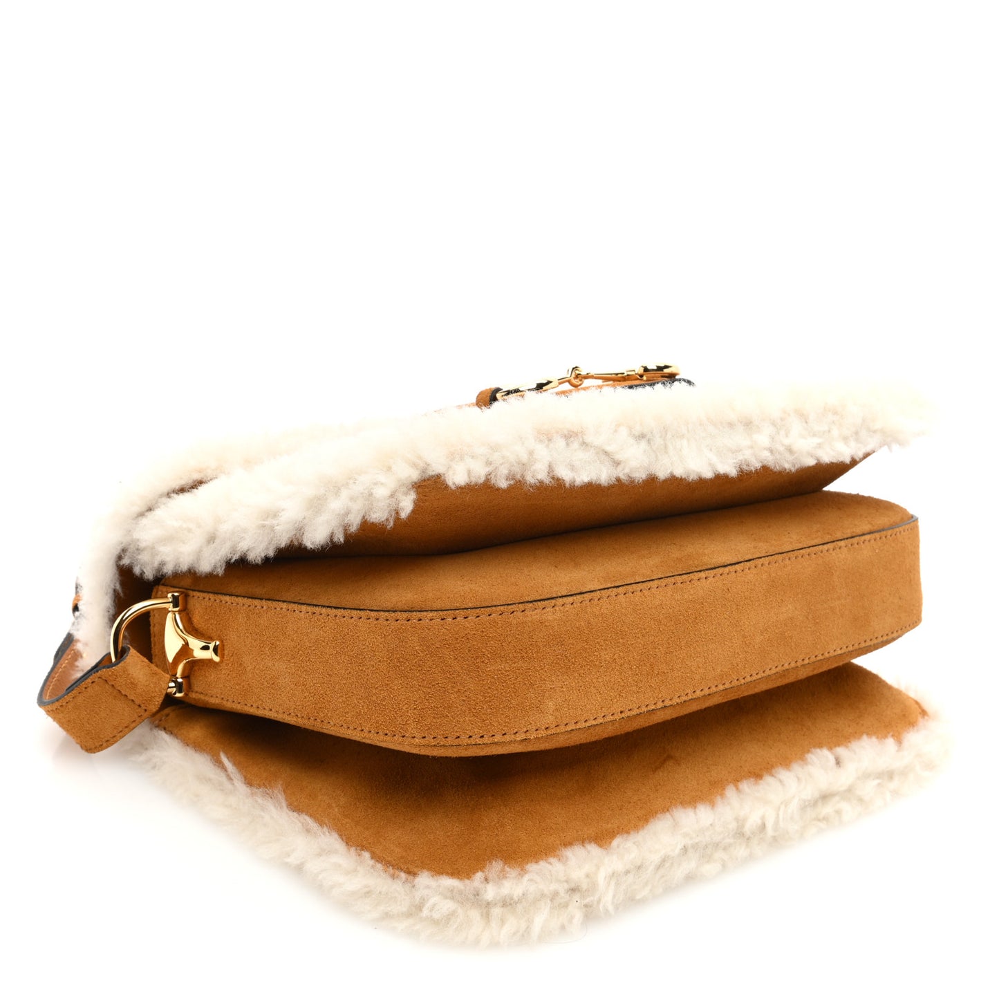 Suede Shearling Horsebit 1955 Shoulder Bag Brown