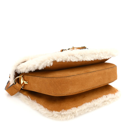Gucci Suede Shearling Horsebit 1955 Shoulder Bag Brown 4 of 10