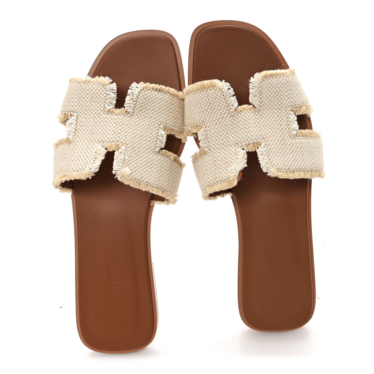 Linen Canvas Fringe Oran Sandals 38 Beige