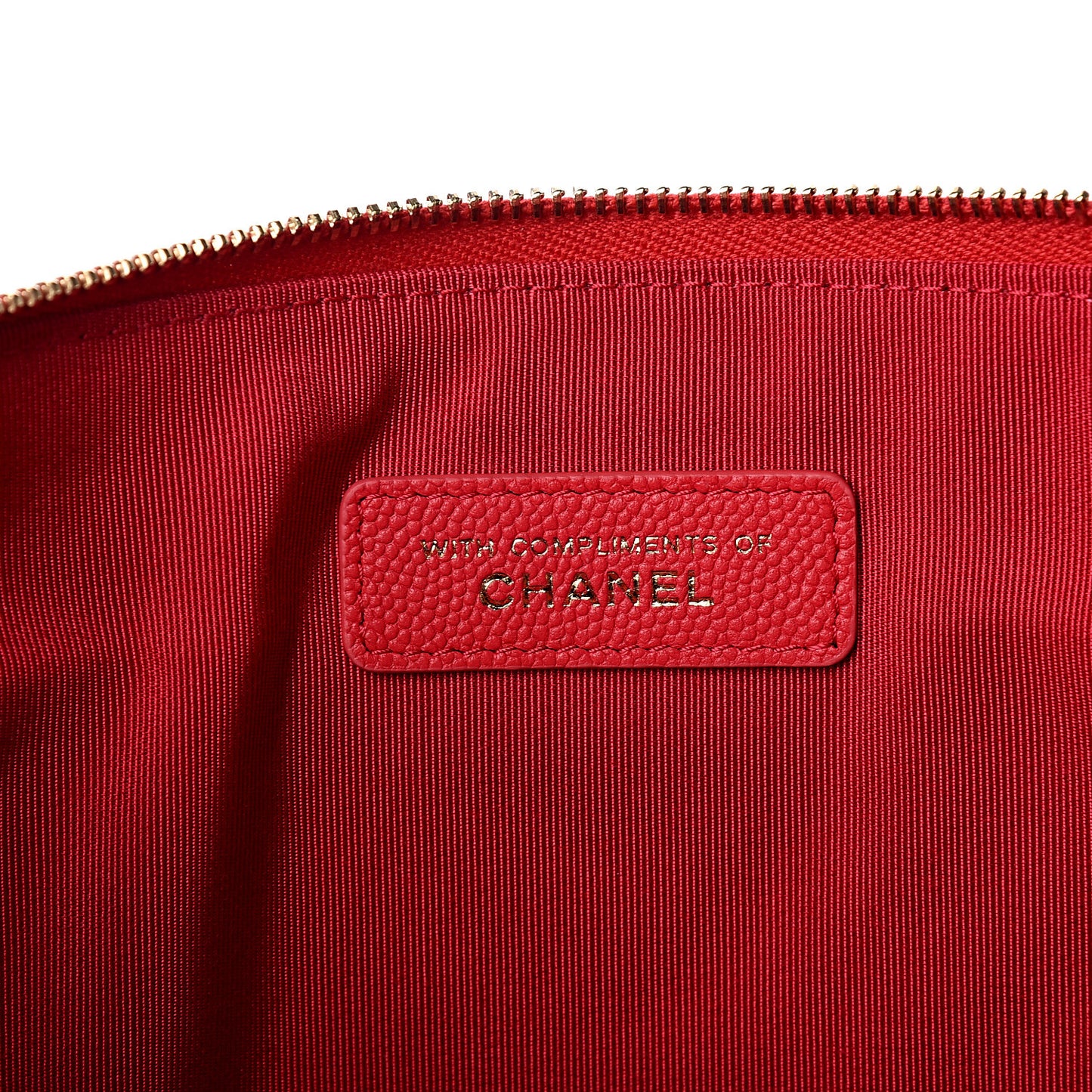 Caviar Chevron Quilted Large Cosmetic Case Red