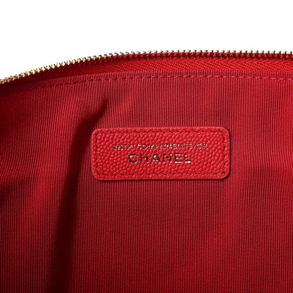 Chanel Caviar Chevron Quilted Large Cosmetic Case Red 6 of 7