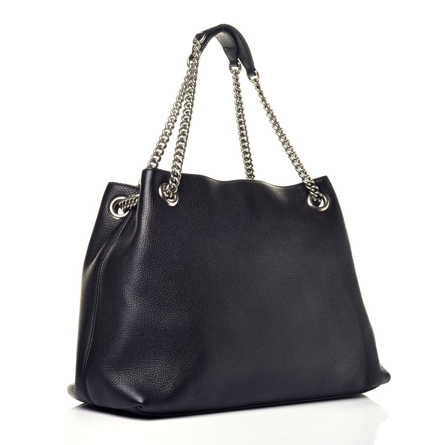 Pebbled Calfskin Studded Medium Soho Chain Shoulder Bag Black