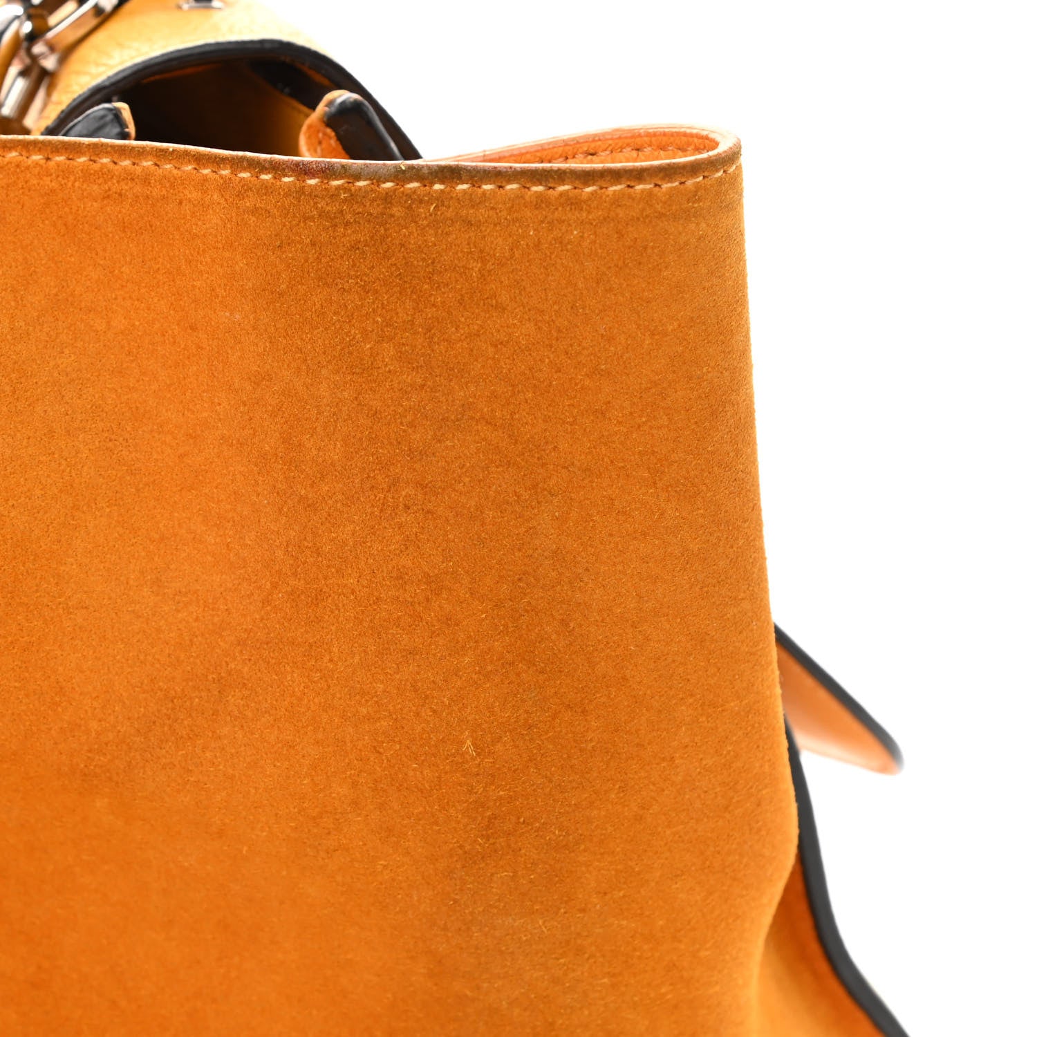 Celine Drummed Calfskin Suede Medium Trapeze Ocre 11 of 12