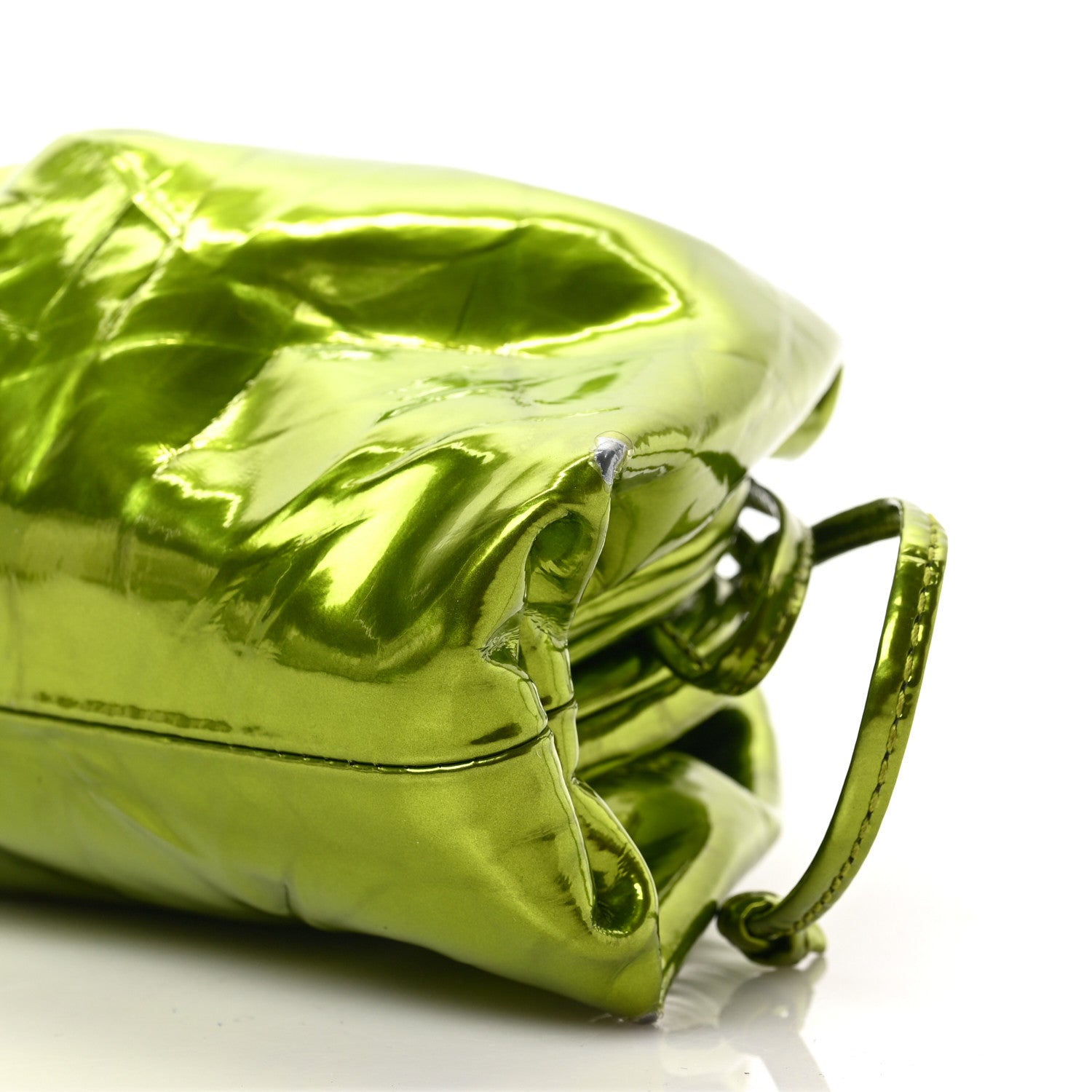 Bottega Veneta Metallic Crushed Calfskin The Mini Pouch Chlorophyll 8 of 8