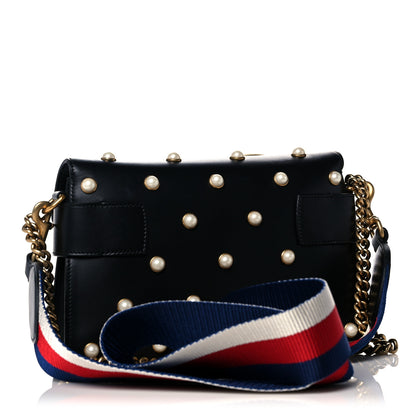 Gucci Nappa Pearl Studded Mini Queen Margaret Broadway Shoulder Bag Black 3 of 14