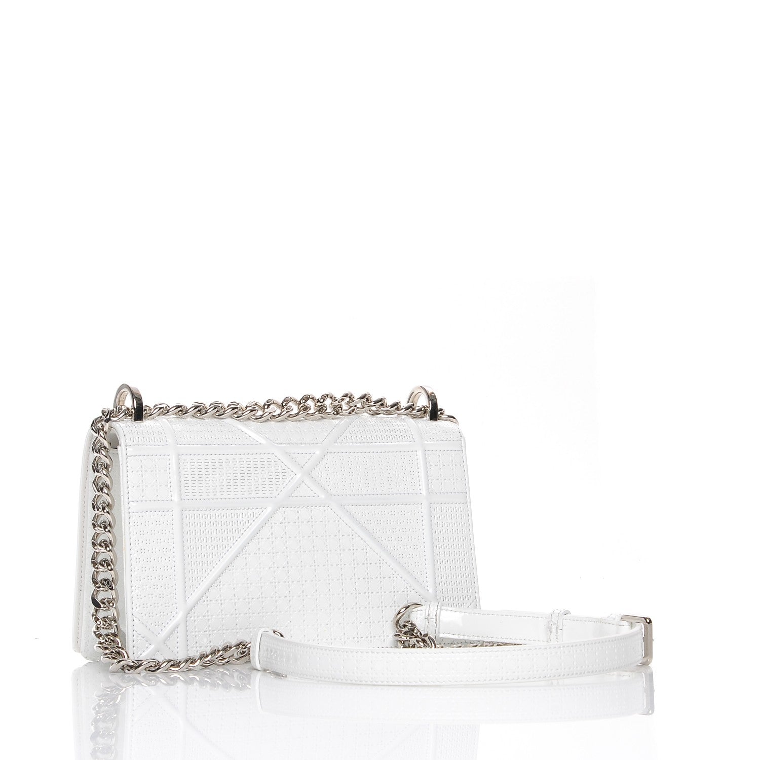 Christian Dior Patent Micro-Cannage Small Diorama Flap Bag White 3 of 21