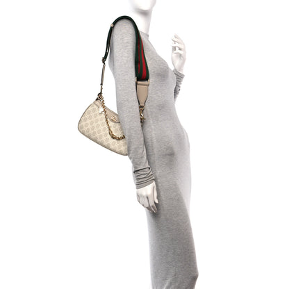 Gucci GG Supreme Monogram Textured Dollar Calfskin Web Small Ophidia GG Handbag Beige Mystic White Oatmeal 2 of 11