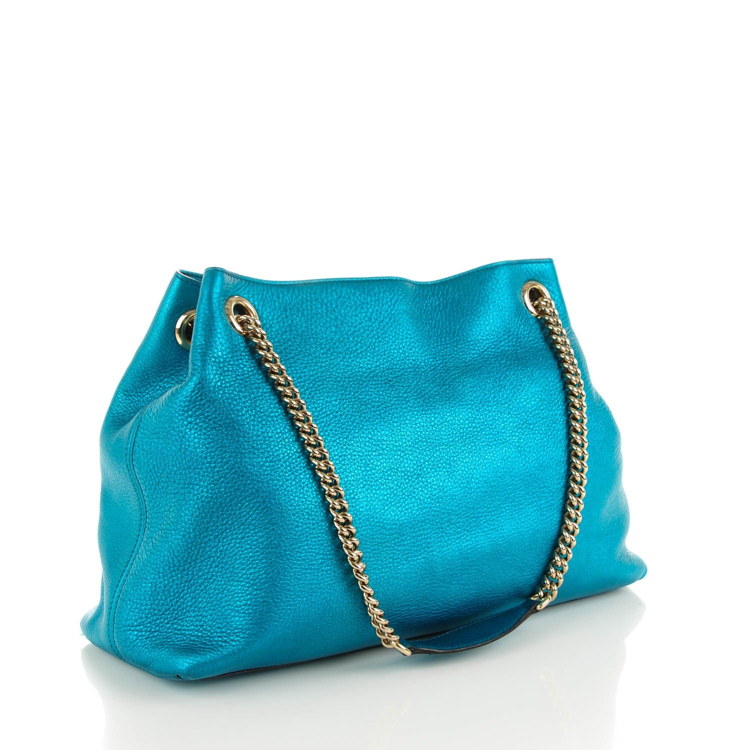 Gucci Metallic Cellarius Calfskin Medium Soho Chain Shoulder Bag Deep Cobalt 3 of 8