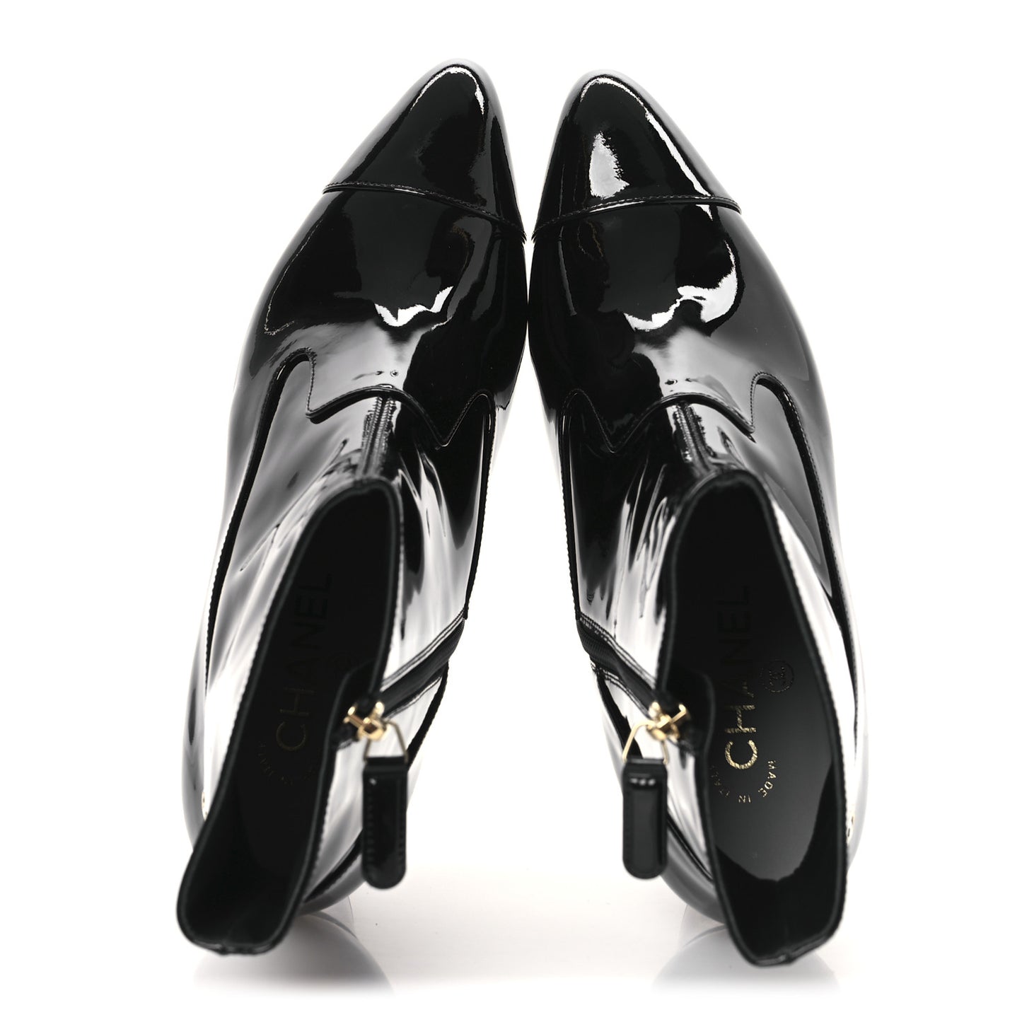 Patent Calfskin Ankle Boots 38.5 Black