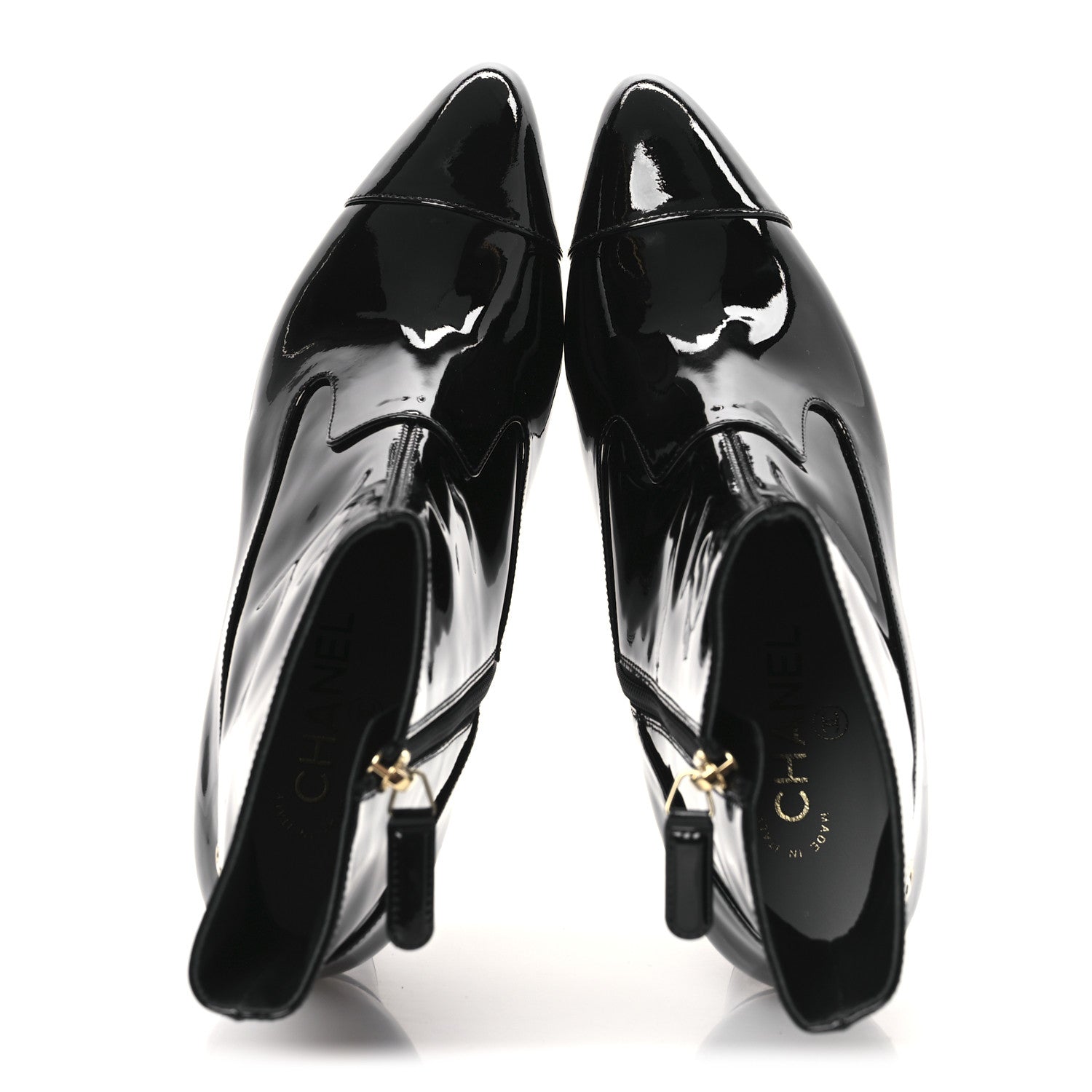 Chanel Patent Calfskin Ankle Boots 38.5 Black 2 of 11