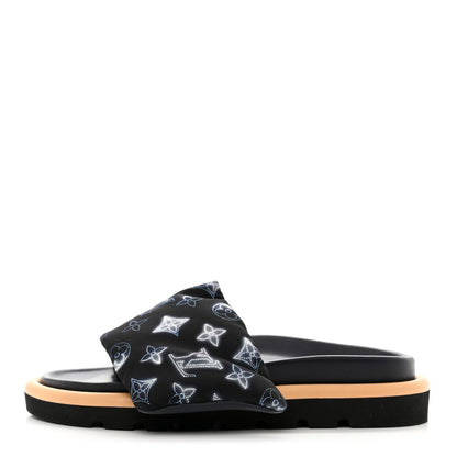 Louis Vuitton Nylon Monogram Womens Pool Pillow Comfort Mules 38 Navy Blue 1 of 8