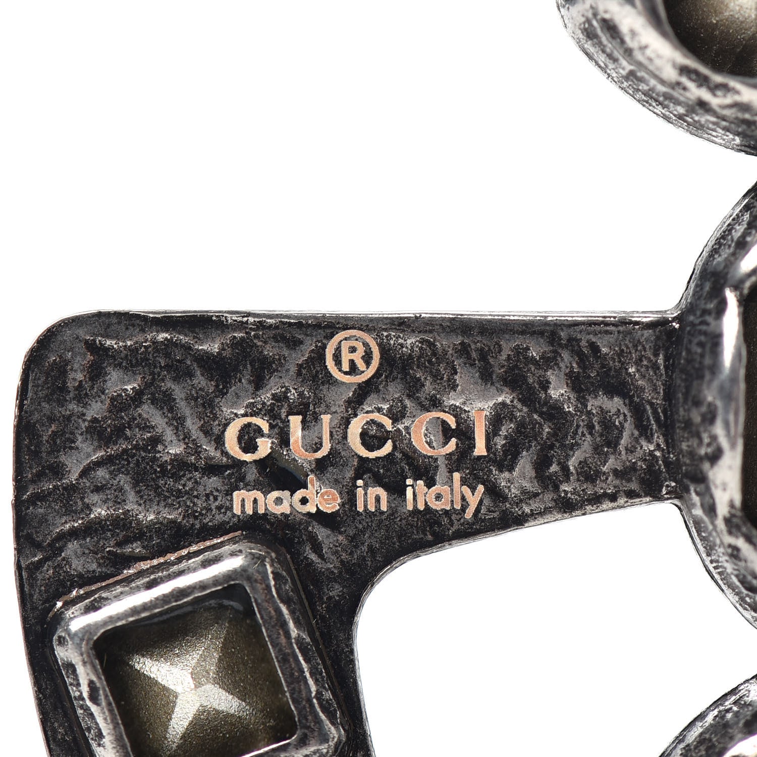 Gucci Metal Crystal Double G Brooch Silver 4 of 4