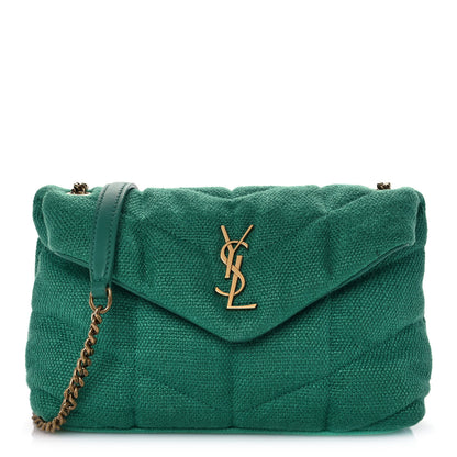 Saint Laurent Canvas Quilted Toy Loulou Puffer Monogram Chain Satchel Basil 1 of 10