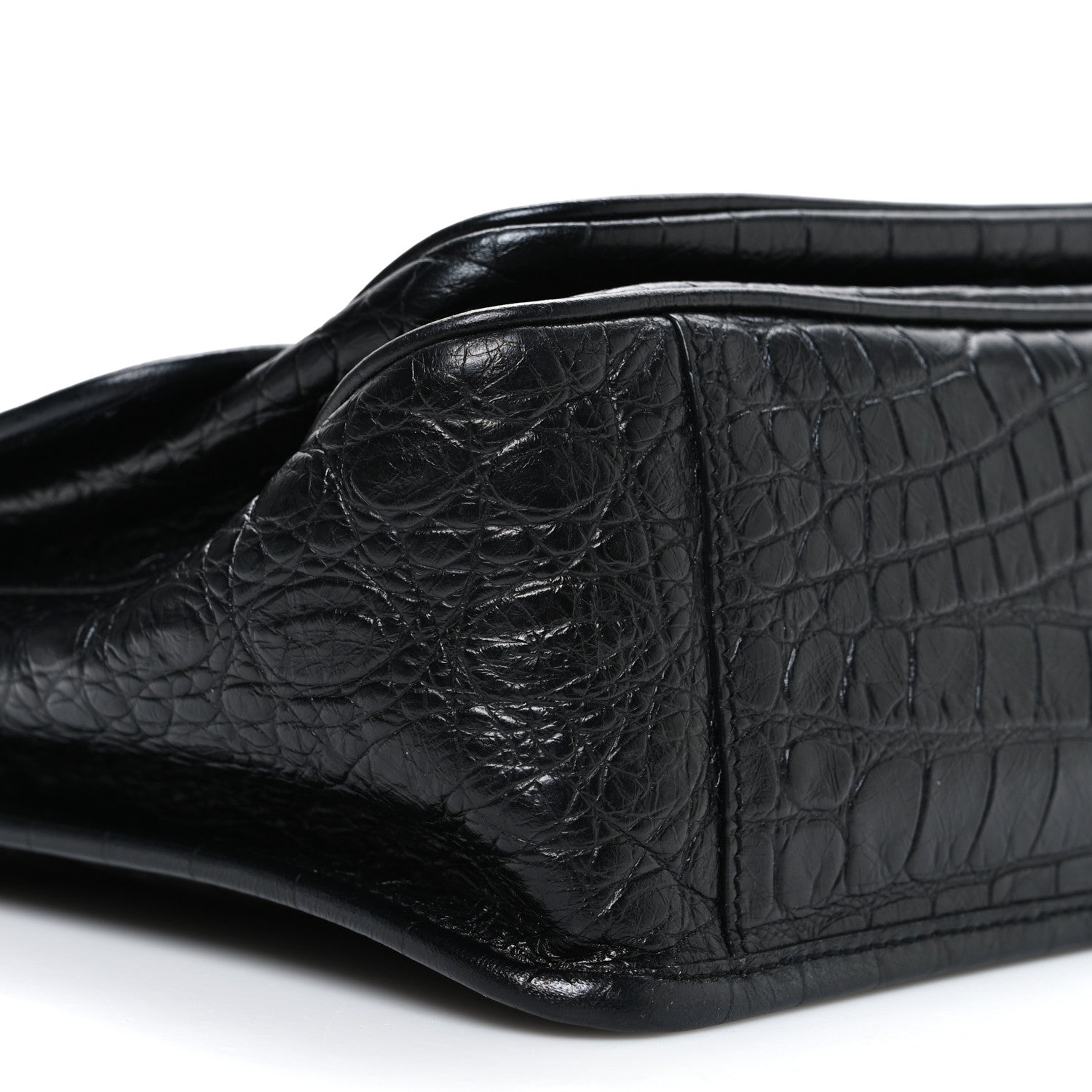 Saint Laurent Crocodile Embossed Lambskin Monogram Medium Niki Chain Satchel Black 9 of 10