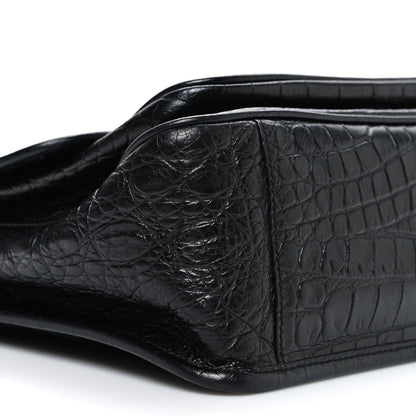 Saint Laurent Crocodile Embossed Lambskin Monogram Medium Niki Chain Satchel Black 9 of 10