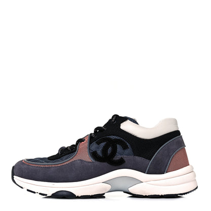 Chanel Nylon Calfskin Suede Womens CC Sneakers 39 Grey Pink 1 of 6
