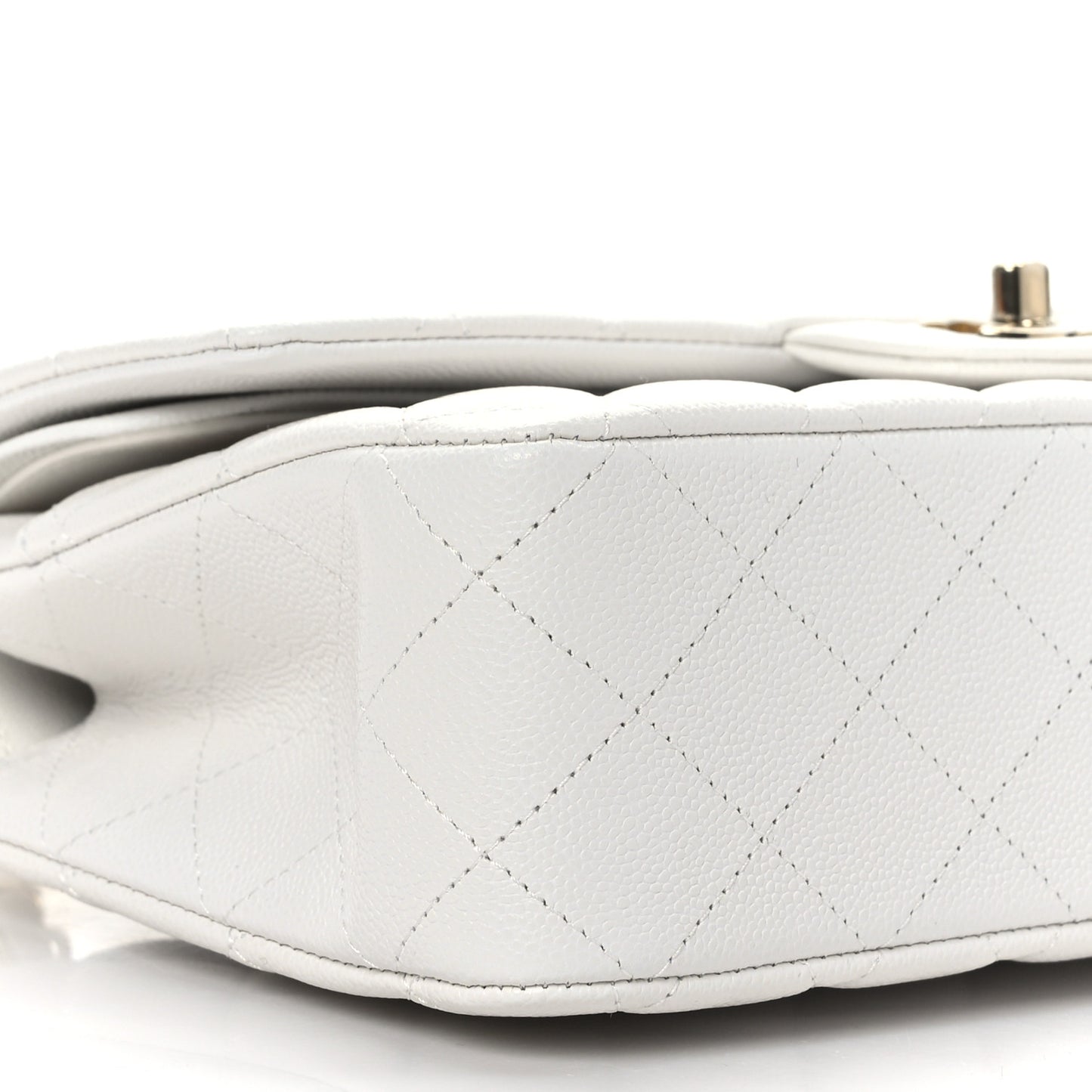 Caviar Quilted Medium Double Flap White